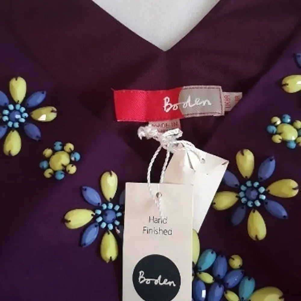 Boden NWT Sleeveless‎ Dress with Beading, Purple, Size 4